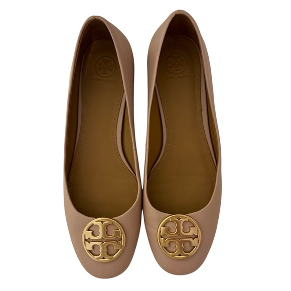Tory Burch Women's Light Pink Shoes with Gold Logo | Excellent Used Condition - Picture 2 of 8